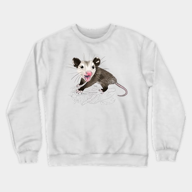 Baby Opossum-dark background Crewneck Sweatshirt by mernstw